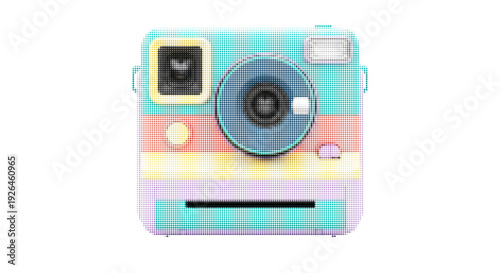 Retro Instant Camera with Halftone Texture Effect