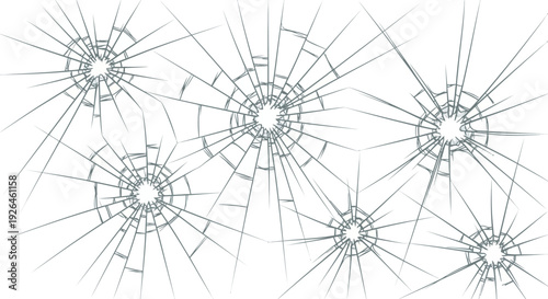 Abstract vector illustration of cracked glass pattern on white background