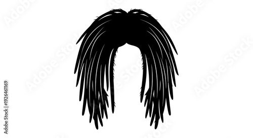 Silhouette of Dreadlocks Hairstyle on White Background