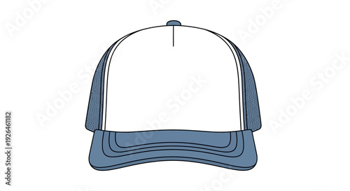 Minimalist vector illustration of a blue and white baseball cap
