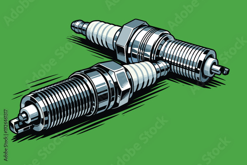 realistic vector images of car and motorbike spark plugs
