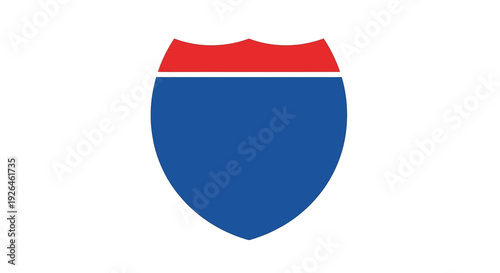 Blank interstate highway road sign with red and blue design