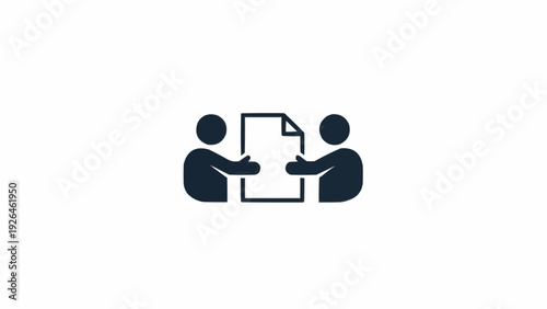 Two businessmen shaking hands over document.