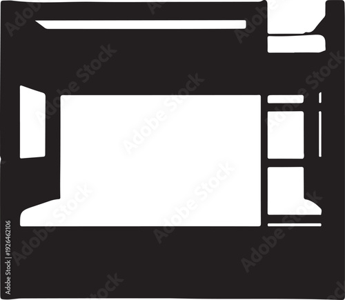 Black silhouette of a microwave oven on a white background kitchen appliance