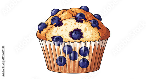Delicious Blueberry Muffin Illustration with Realistic Details