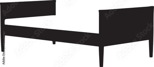 Black Silhouette of a Modern Bed with Headboard and Footboard furniture bedroom