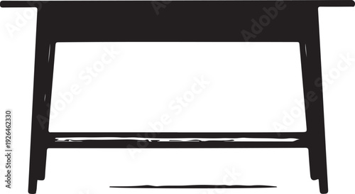 Black silhouette of a simple wooden table on a white background furniture