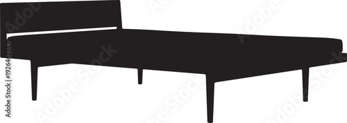Black Silhouette of a Single Bed with Headboard on White Background bed frame furniture