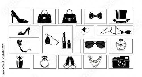 Elegant fashion icons for stylish designs and branding