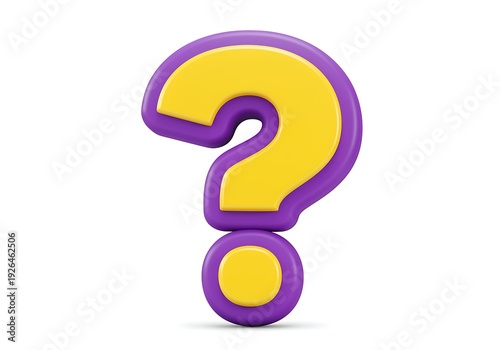 Large purple and yellow question mark symbol used for queries and doubts  illustration