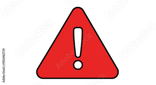 Red warning triangle with exclamation mark symbol on white background