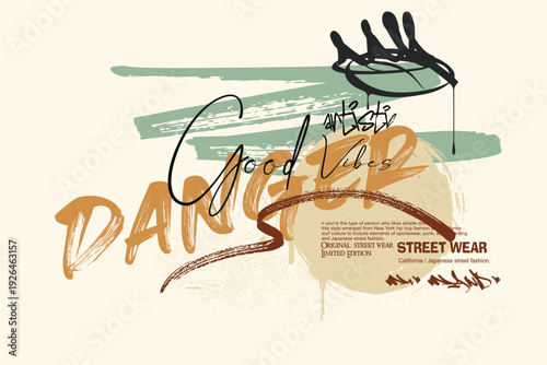 tees, Good vibes slogan art Tees, t shirt graphics print vector design, graffiti slogan print with neon spray, Urban typography hipster street art for graphic t- shirt or sweatshirt.eps