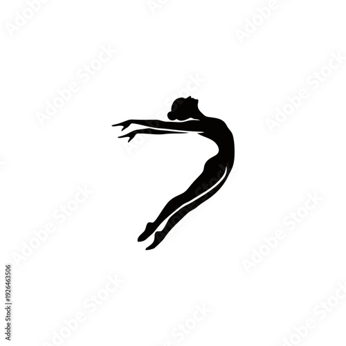 A gymnastics club logo with a silhouette of a gymnast in motion