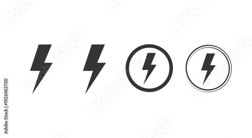 Collection of Lightning Bolt Icons in Various Styles and Enclosures