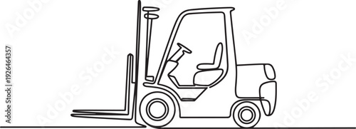 Truk forklift one continuous line design. one line Icon drawing