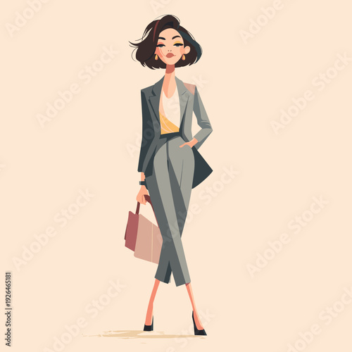 business woman in suit flat style vector illustration isolated on white background