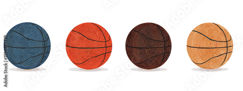 set of colorful  basketball balls flat style vector illustration isolated on white background