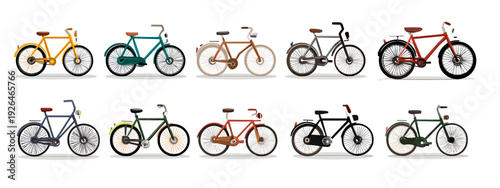 bicycle icons set flat style vector illustration isolated on white background