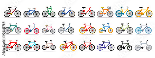 bicycle icons set flat style vector illustration isolated on white background