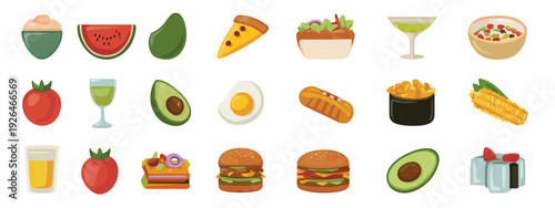 vector set of fruit and vegetables healthy food breakfast