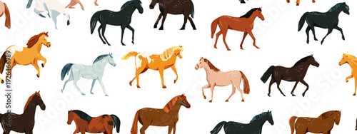 horses on a white background