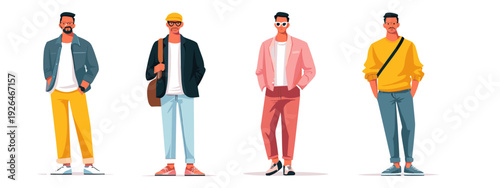 Vector illustration of a male body and casual outfit with jeans and t-shirt from many sides