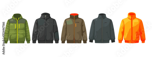set of mens outdors jackets clothes