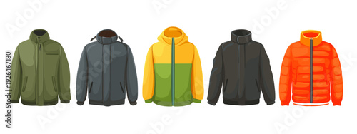 set of mens outdors jackets clothes