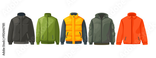 set of mens outdors jackets clothes