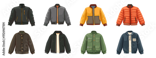 set of mens outdors jackets clothes