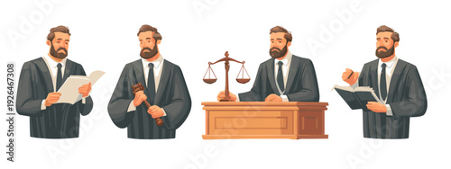 judge and lawyer style businessman vector style isolated on white