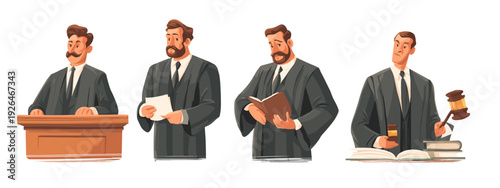 judge and lawyer style businessman vector style isolated on white