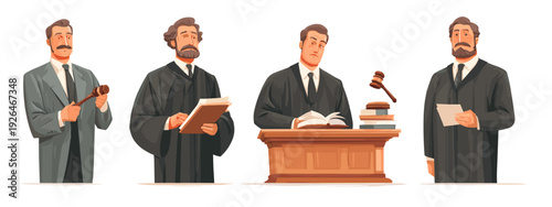 judge and lawyer style businessman vector style isolated on white
