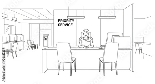 Bank Property Service Counter Sketch.