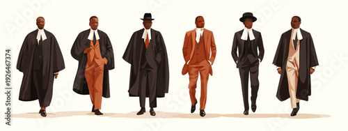 set of business mans in a suit flat style vector illustration isolated on white background