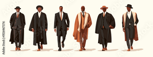 set of business mans in a suit flat style vector illustration isolated on white background