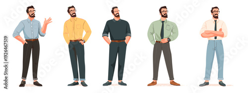 set of hand drawn illustration of a man