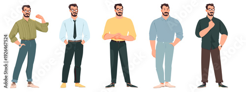 set of hand drawn illustration of a man