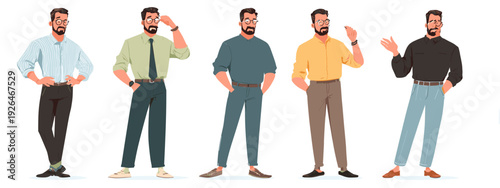 set of hand drawn illustration of a man