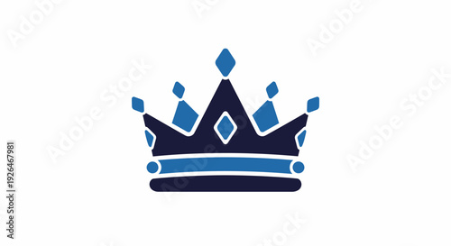Blue Crown Icon Isolated on White Background Symbolizing Royalty and Success