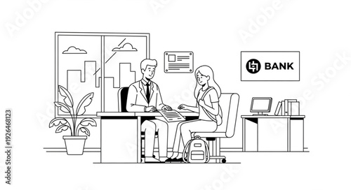 Bank Customer Service Representative Illustration.