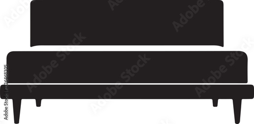 Black Silhouette of a Modern Bed Frame on White Background furniture bedroom