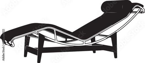 Black Silhouette of a Modern Chaise Lounge Chair furniture relaxation