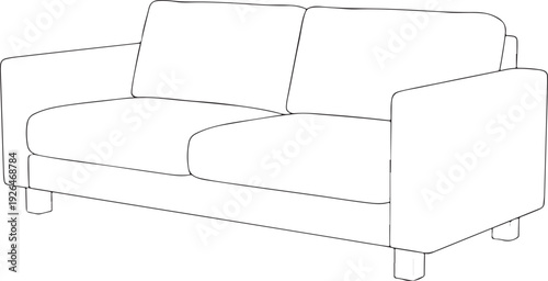 Outline Drawing of a Two- Seater Sofa on White Background couch furniture