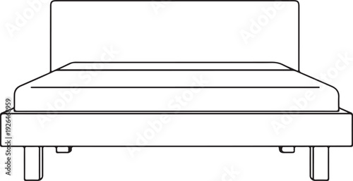 Simple Line Drawing of a Bed with a Headboard furniture illustration