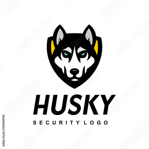 Husky mascot shield logo for security, sports, or branding use