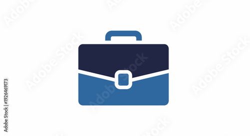 Blue Briefcase Flat Design Icon Isolated on White Background