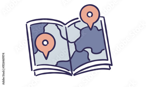 地図のシンプルな手書き風のイラスト