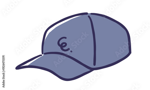 キャップ帽のシンプルな手書き風のイラスト