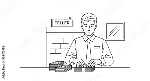 Bank Teller Counting Money.